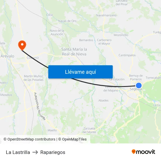 La Lastrilla to Rapariegos map