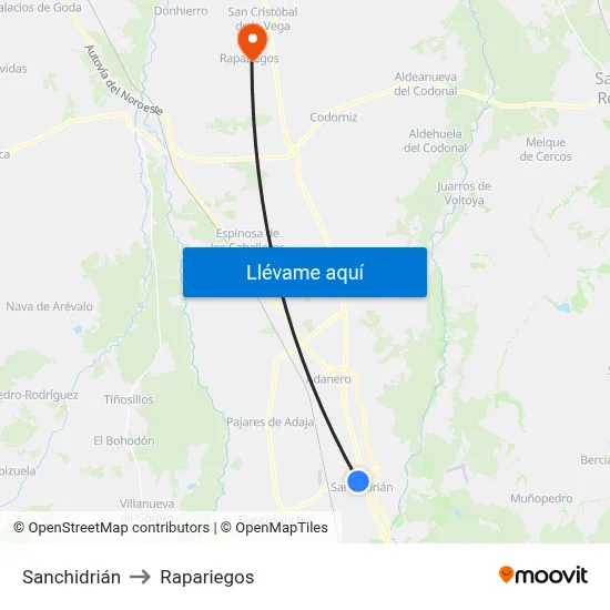 Sanchidrián to Rapariegos map