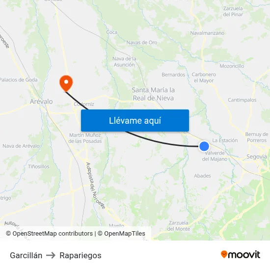 Garcillán to Rapariegos map