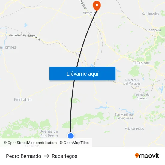 Pedro Bernardo to Rapariegos map