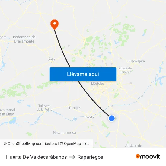 Huerta De Valdecarábanos to Rapariegos map