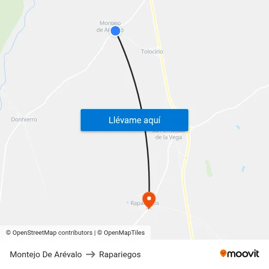Montejo De Arévalo to Rapariegos map