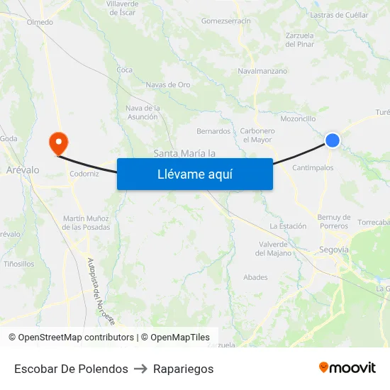 Escobar De Polendos to Rapariegos map