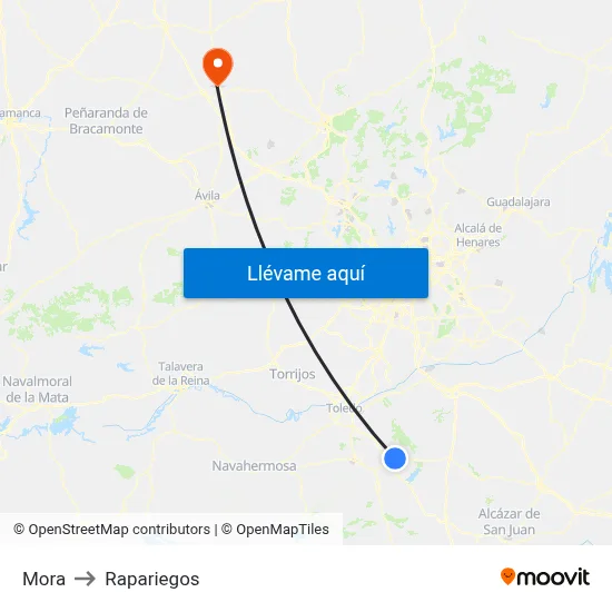 Mora to Rapariegos map