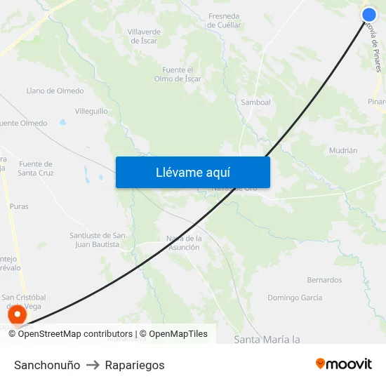 Sanchonuño to Rapariegos map
