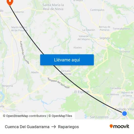Cuenca Del Guadarrama to Rapariegos map