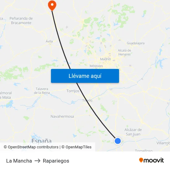 La Mancha to Rapariegos map