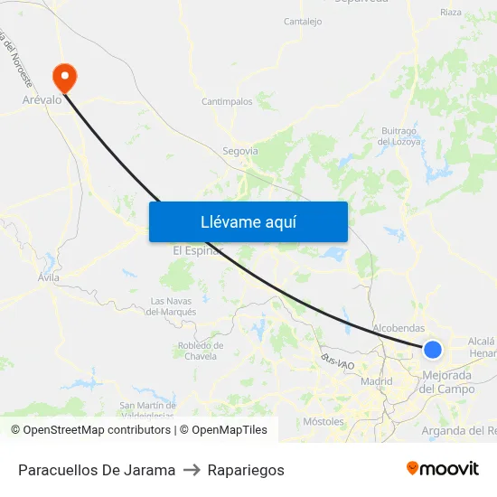 Paracuellos De Jarama to Rapariegos map