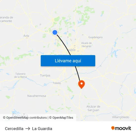 Cercedilla to La Guardia map