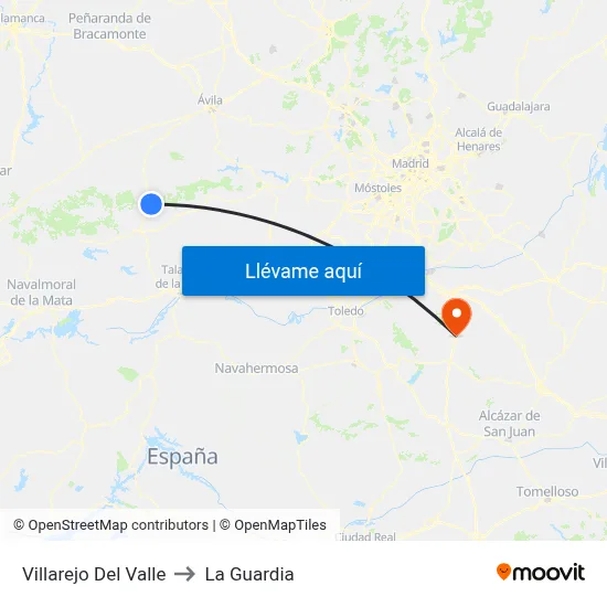 Villarejo Del Valle to La Guardia map