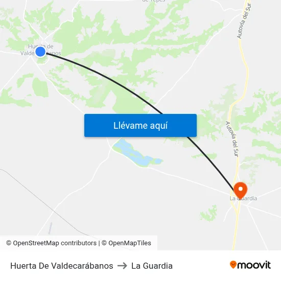 Huerta De Valdecarábanos to La Guardia map