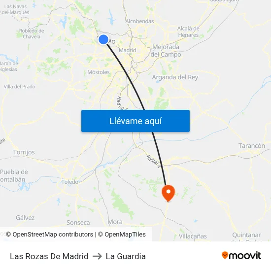 Las Rozas De Madrid to La Guardia map