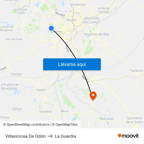 Villaviciosa De Odón to La Guardia map