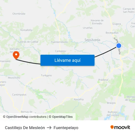 Castillejo De Mesleón to Fuentepelayo map