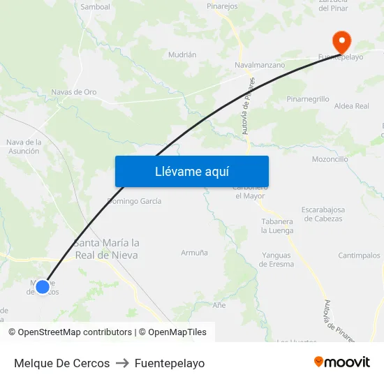 Melque De Cercos to Fuentepelayo map