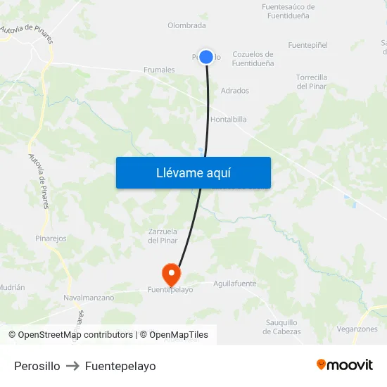 Perosillo to Fuentepelayo map