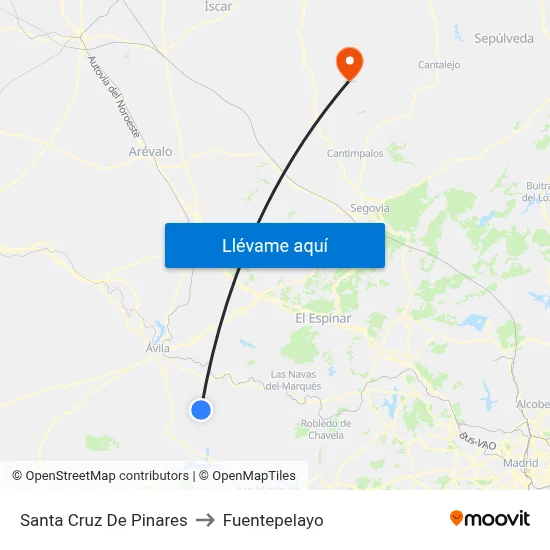 Santa Cruz De Pinares to Fuentepelayo map