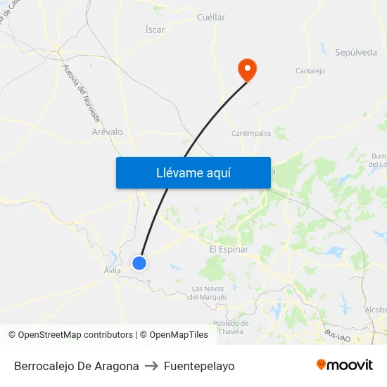 Berrocalejo De Aragona to Fuentepelayo map