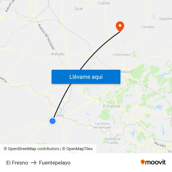El Fresno to Fuentepelayo map