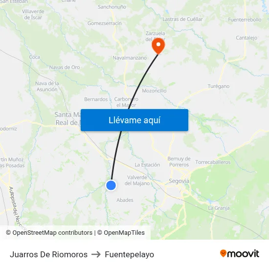 Juarros De Riomoros to Fuentepelayo map
