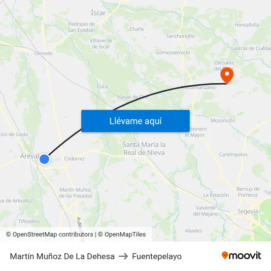 Martín Muñoz De La Dehesa to Fuentepelayo map