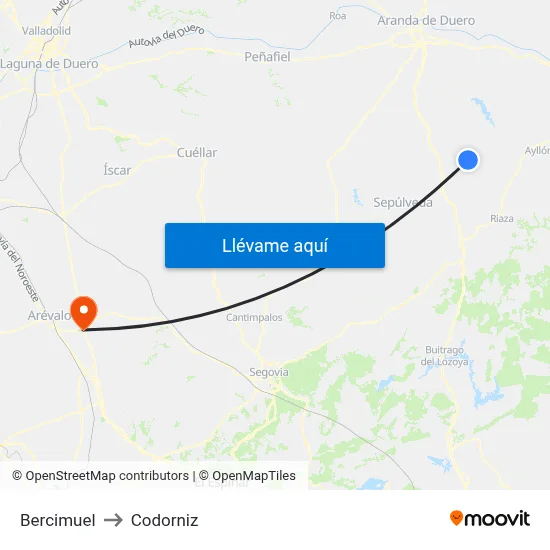 Bercimuel to Codorniz map