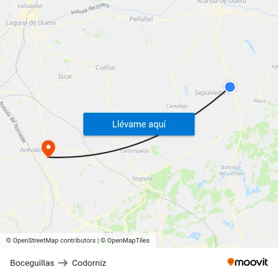 Boceguillas to Codorniz map