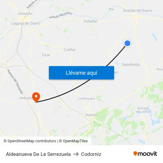 Aldeanueva De La Serrezuela to Codorniz map