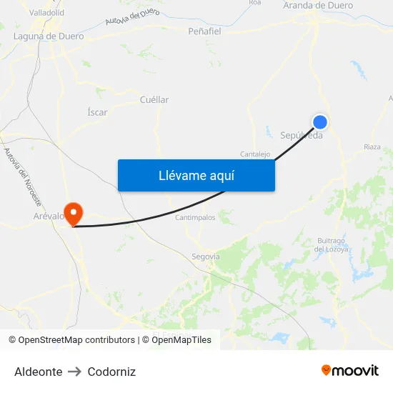 Aldeonte to Codorniz map