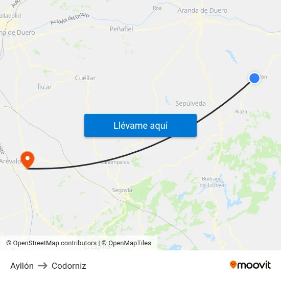 Ayllón to Codorniz map