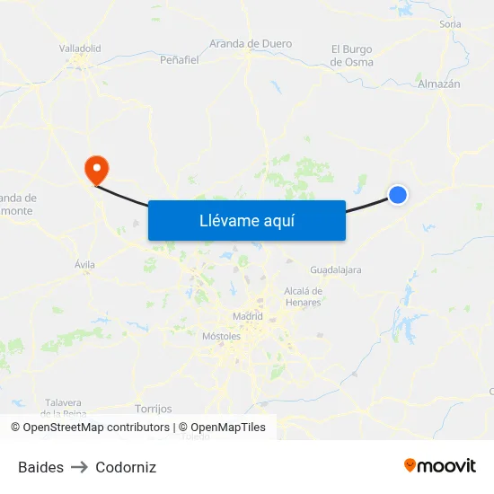 Baides to Codorniz map