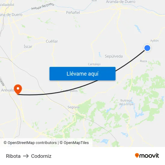 Ribota to Codorniz map