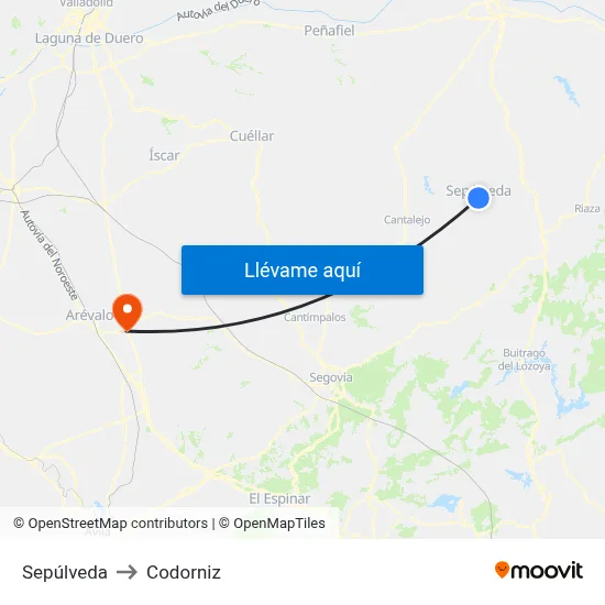 Sepúlveda to Codorniz map
