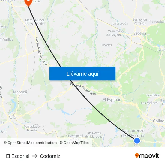 El Escorial to Codorniz map