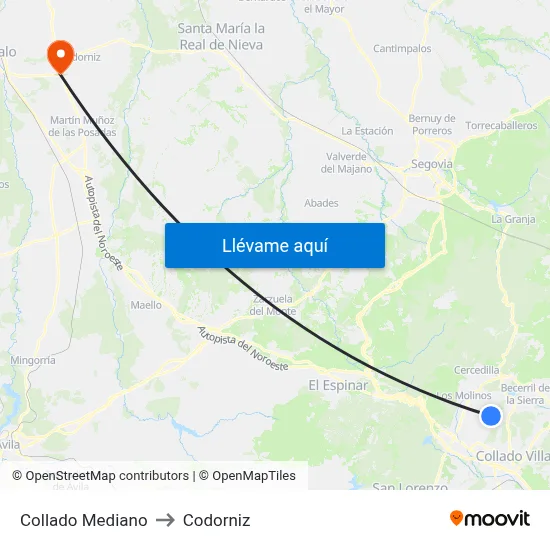 Collado Mediano to Codorniz map