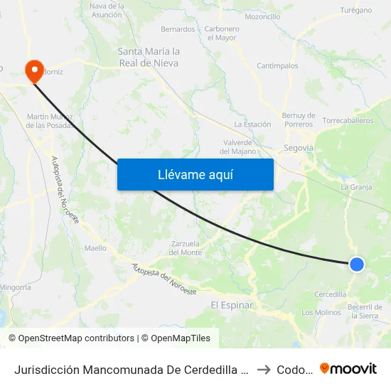 Jurisdicción Mancomunada De Cerdedilla Y Navacerrada to Codorniz map