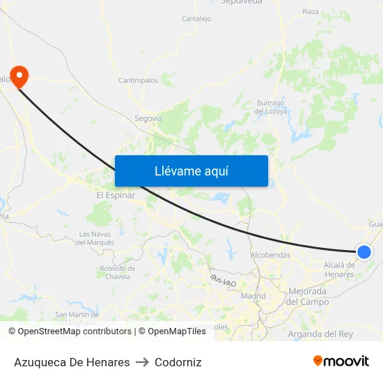 Azuqueca De Henares to Codorniz map