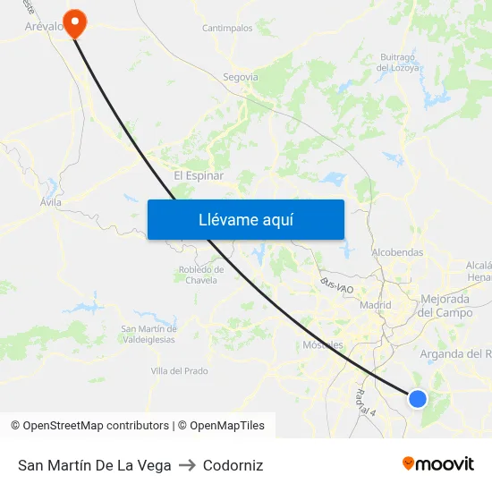 San Martín De La Vega to Codorniz map