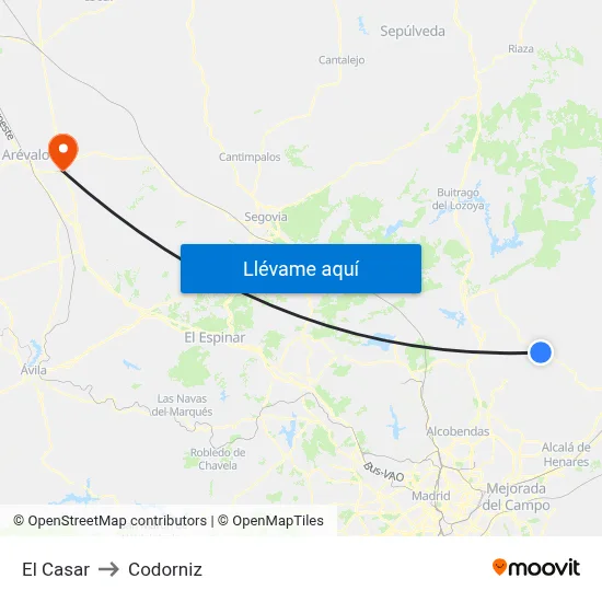 El Casar to Codorniz map