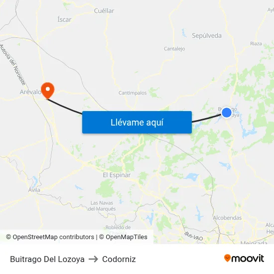 Buitrago Del Lozoya to Codorniz map