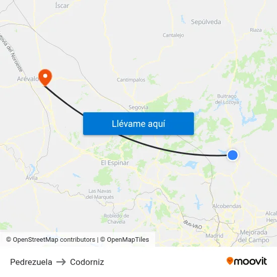 Pedrezuela to Codorniz map