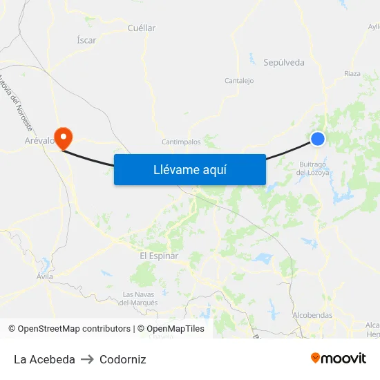 La Acebeda to Codorniz map