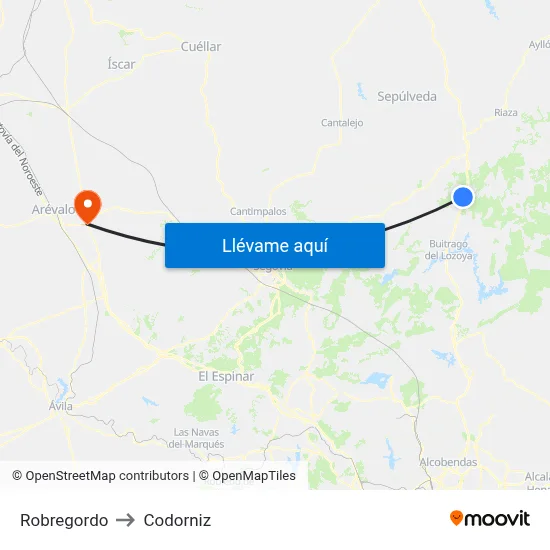 Robregordo to Codorniz map