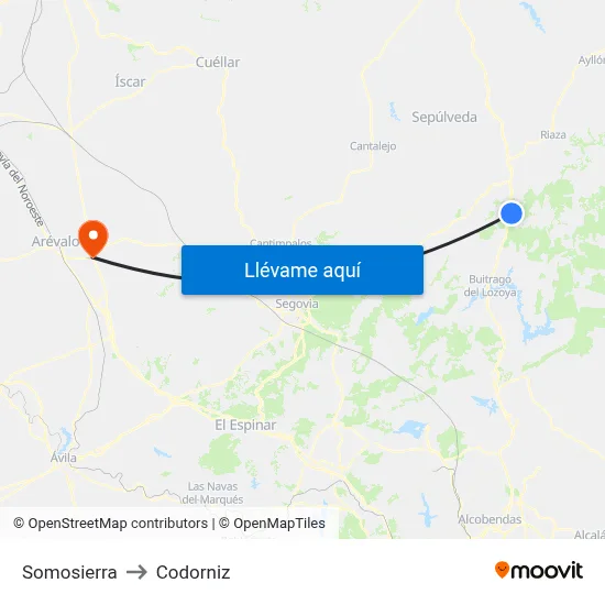 Somosierra to Codorniz map