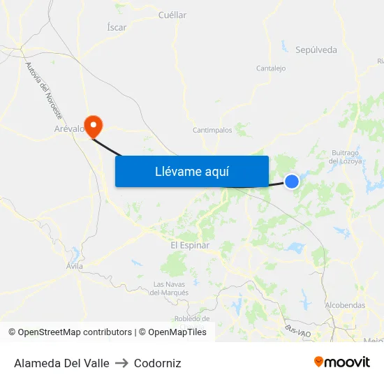 Alameda Del Valle to Codorniz map
