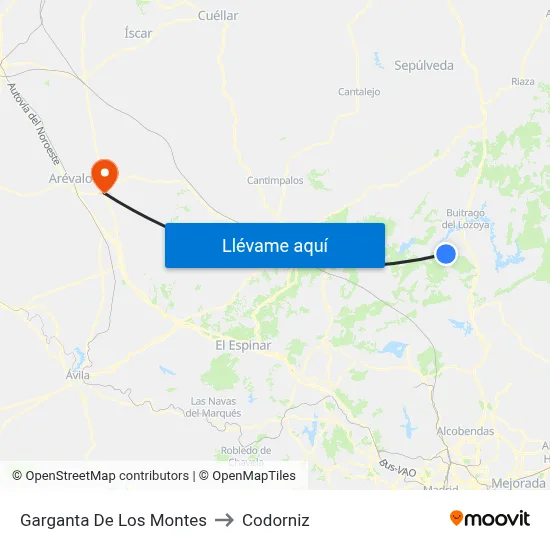 Garganta De Los Montes to Codorniz map