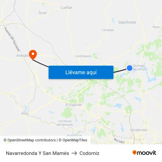 Navarredonda Y San Mamés to Codorniz map