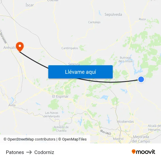 Patones to Codorniz map