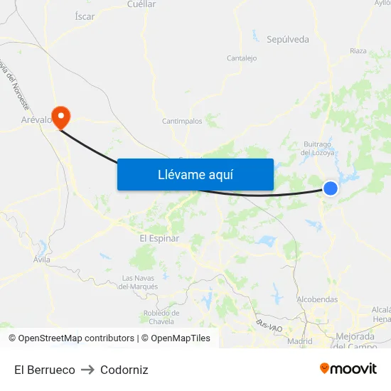 El Berrueco to Codorniz map