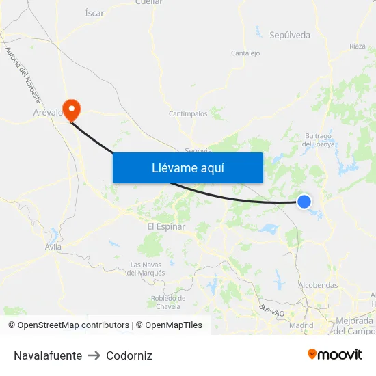 Navalafuente to Codorniz map